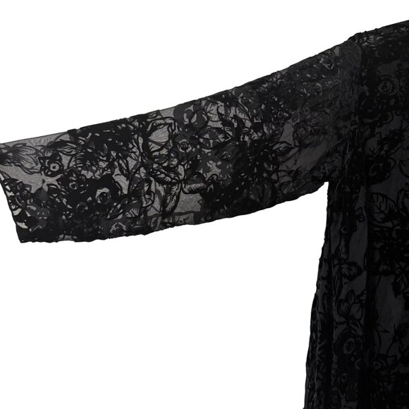 Johnny Was 4 Love & Liberty Black Whimsygoth Velvet Fringe Kimono Medium FLAW - Picture 3 of 8